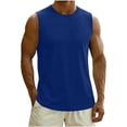 thumbnail image 3 of Jinhomg Men's Sleeveless Tank Top Round Neck Casual Muscle Vest Tee Soft Stretch Breathable Summer Tank Undershirt for Men Blue,S, 3 of 7