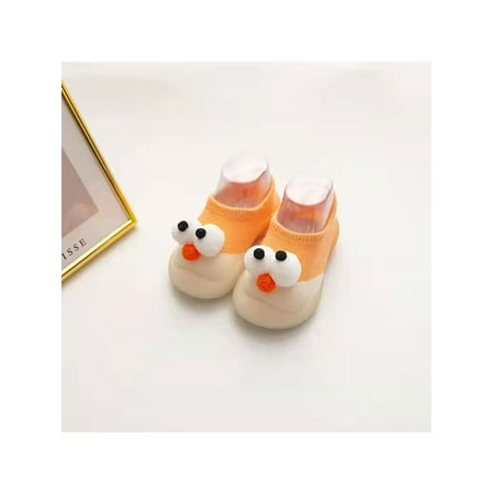 

Daeful Baby Floor Slippers First Walker Crib Shoe Slip On Sock Slipper Elastic Rubber Soft Sole Walking Shoes Toddler Patchwork Orange Eyes 5C-6C