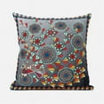 thumbnail image 2 of Glory of Flowers Peacock Throw Pillow with Removable Cover in Gray Red Blue Yellow 20x20, 2 of 9