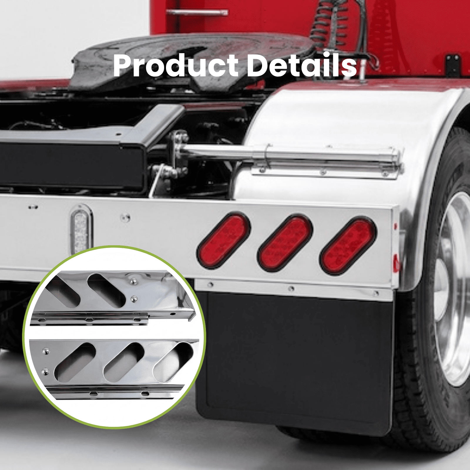 GBK 430SS Stainless Steel Spring Loaded Light Bar Mud Flap Hanger for Semi Trucks, Six Oval Light Cutouts, Bolt Spacing 2.5 in, 1 Pair (2PCS), GM3035
