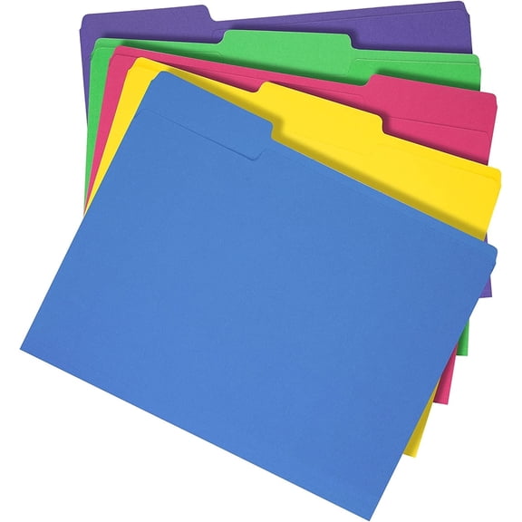 File Folders 1/3-Cut Tab Assorted color 10-Pack Letter Size Designed for Office and Classroom Use