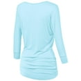 thumbnail image 2 of Made by Johnny Women's V-Neck 3/4 Sleeve Dolman Top with Side Shirring M AQUA, 2 of 6