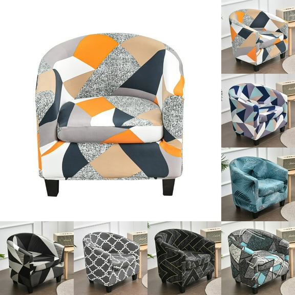 Eurhowing 2-Piece Club Chair Slipcover with Cushion Cover, Stretchable Tub Chair Sofa Couch Covers, Elastic Armchair Cover, 1-Pack