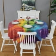 thumbnail image 2 of Colorful Tie Dye Circle Swirl Pattern Round Tablecloth 60"x60",Wrinkle Wipeable Table Cloth for Kitchen Dining Room Picnic Patio Party, 2 of 6