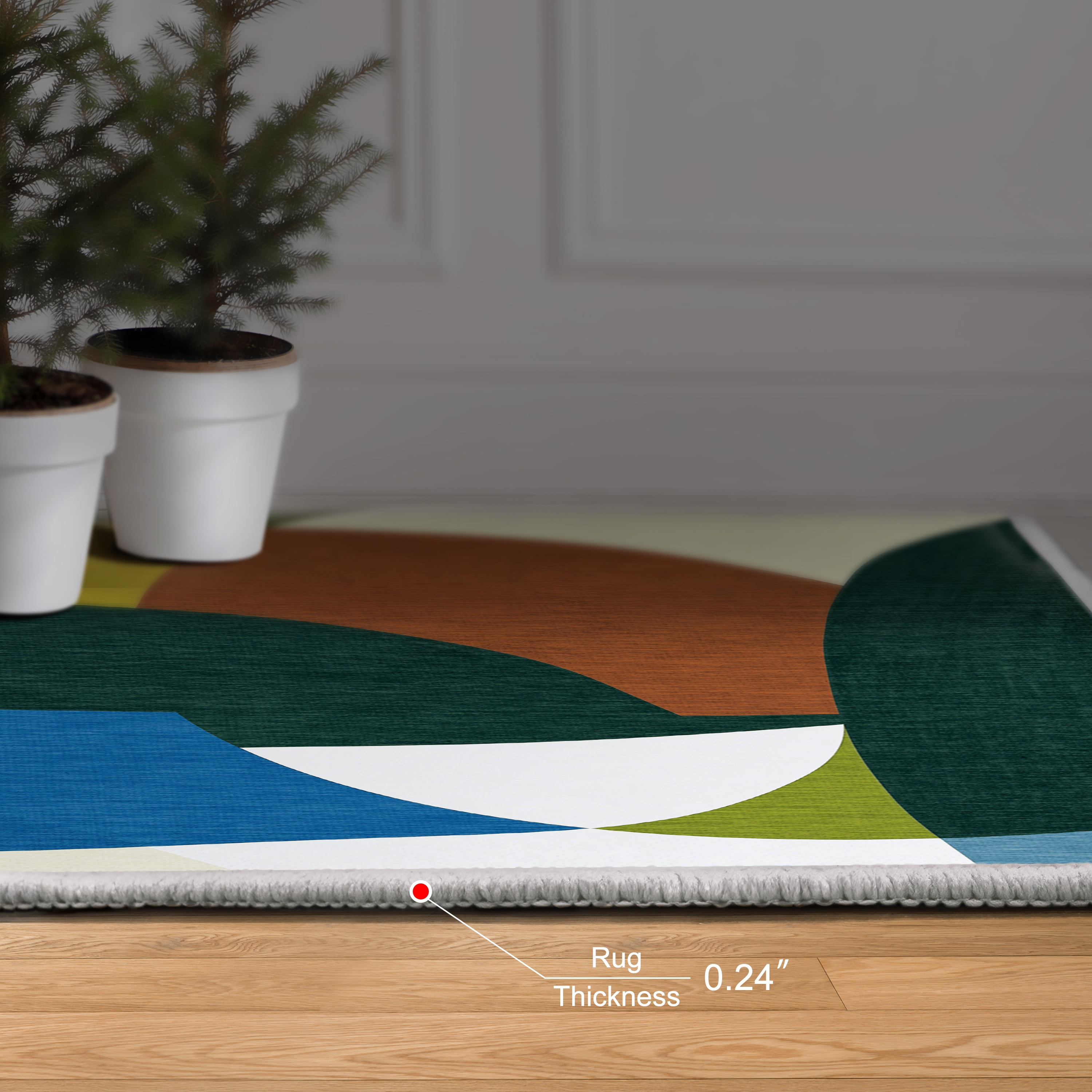Melding forms I Washable Geometric Art Area Rug size 5'x8', Power-loomed, Heavenly Softness with Non-Slipping Backing