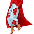 thumbnail image 6 of OJSFQUFP Women’s Floral Print Wide Leg Cropped Jeans High Waisted Faux Casual Pants, 6 of 6