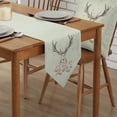 thumbnail image 4 of Table Runner Dresser Scarves Christmas Reindeer and Blossom Floral Cotton Linen Burlap Table Cover Snowflake on Indistinct Grid Table Runners for Family Kitchen Dining Holiday Party Banquet Decor, 4 of 5