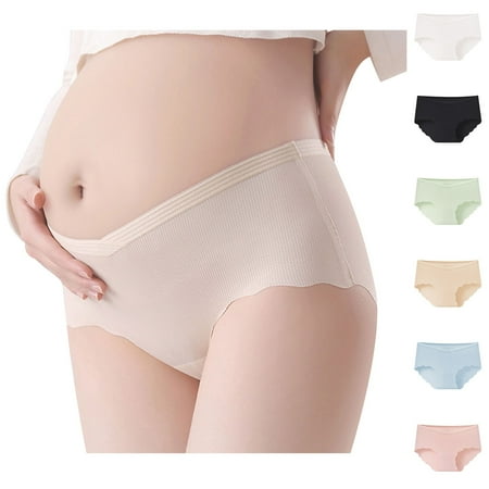 PXLKNZH Women s Maternity Underwear Over The Belly Ladies Comfortable Maternity Panties Seamless Pregnancy Postpartum Panties Low Waist Tummy Control Underwear Green XXL
