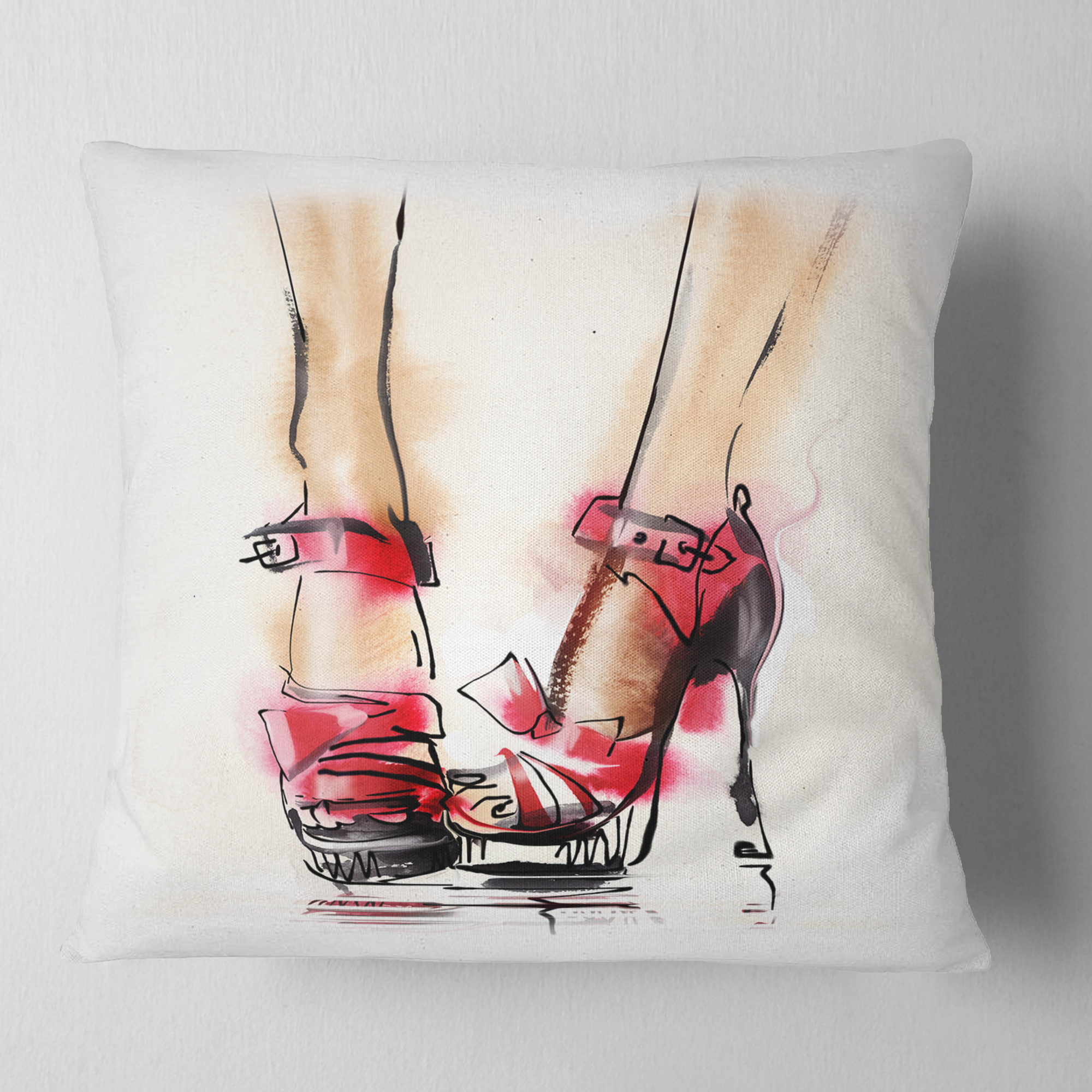 Designart High Heel Fashion Shoes - Abstract Throw Pillow - 18x18