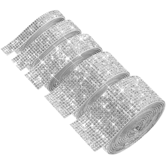5 Pcs Self Adhesive Rhinestone Strips, Bling Rhinestone Ribbon for DIY Crafts, Car Decor, Phone Cases, Gift Embellishments, with 5 Widths: 0.41-2 in(0.9-3.1 cm)