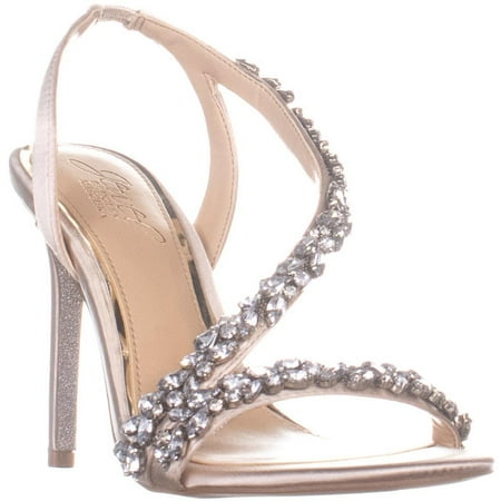 Womens Jewel Badgley Mischka Java Heeled Sandals, Champagne, 7 US
