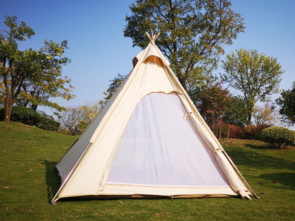 Droogte Adolescent verlangen Latourreg Outdoor Three-Season Of 7FT Canvas Pyramid Tent Large Tipi Yurt  Tent For 1-2 Person Camping - Walmart.com