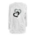 thumbnail image 4 of Womens Fleece Lined Sweatshirt with Pockets,Women's Winter Warm Sherpa Lined Fleece Crewneck Sweatshirt with Pocket Heart Love Printed Thermal Pullover Loungewear Tunic Tops, 4 of 4
