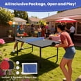 thumbnail image 3 of 5FT Outdoor Ping Pong Table, SHINPT Table Tennis Table with Net and Paddles, 5ft Portable Ping Pong Table Set for Backyard, Patio, Basement, Waterproof Mini Ping Pong Table for Party/Family Games, 3 of 10