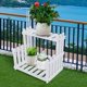 thumbnail image 5 of Organizador de estante de almacenamiento con soporte para flores y plantas en maceta de escritorio de madera de dos niveles (blanco), 5 of 8