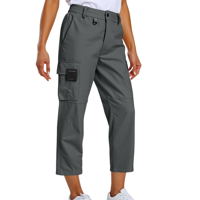 cfhntfmh Pantalon Capri Cargo pour Femmes avec Poches Léger Extensible Randonnée Décontracté Été Automne Pantalon pour Femmes pour Plein Air