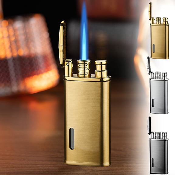 Steel Metal Wheelie Lighter, Inflatable Butane Cigarette Lighter, Classic Vintage Refillable Lighter, Men's Gift, Gold Black Silver, Durable Pocket-Size, 1 Pack
