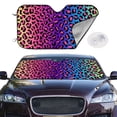 thumbnail image 3 of Lsque Leopard Neon Rainbow Gradient Car Windshield Sun Shade | Accordion Folding Style Auto Shade for Car Truck SUV Van | Blocks UV Rays Sun Visor Protector | Small, 3 of 7