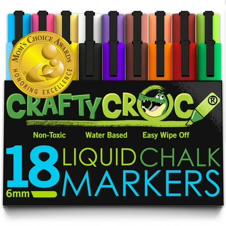 Download Crafty Croc Wet Erase Liquid Chalk Markers, Jumbo Pack of 18 Bright Neon and Earth Colors ...