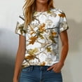 thumbnail image 6 of larppty Women Camo Shirt Top Y2K Maple Leaf Graphic Tee Short Sleeve Loose Fit Round Neck T Shirt Streetwear (Beige, XXL), 6 of 7