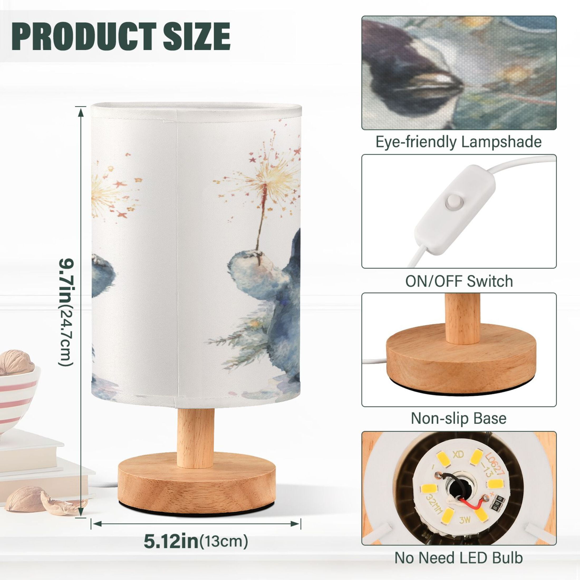 Table Lamp Desk Lamp Bedside Lamp LED Lamp Night Light With USB Charging Interface for Home Bedroom Living Room Cartoon Christmas Penguins