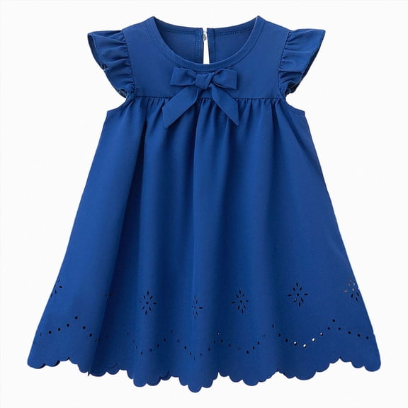 Splozh Dress for Baby Girl Toddler Baby Girl Dress Ruffle Halter Sleeveless Dresses Kids Summer Sundress,Blue,12-18 Months