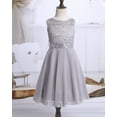 thumbnail image 6 of iEFiEL Girls Sequined Lace Chiffon Flower Girl Dress 2 Layers Wedding Birthday Party Dress Gray 14, 6 of 7
