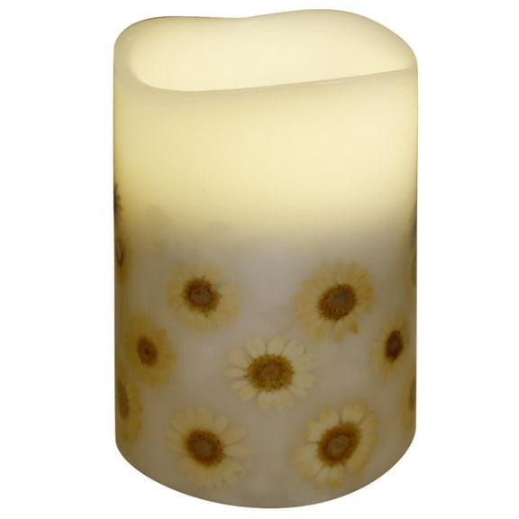 Brite Star Floral Battery Operated Flameless Flickering Wax Pillar Candle - 5.5"