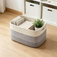 thumbnail image 6 of LiUMX Color Block Woven Storage Basket, Cotton Linen Fabric Rope Organizer with Soft Handles, Multicolor Decorative Bin for Toys, Books, Snacks, Laundry and Home Closet Storage, 6 of 6