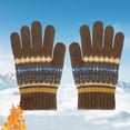 thumbnail image 2 of UngA Kids Winter Gloves with Touch Screen Full Finger Thermal Half Finger Magic Stretch Knit Mittens for Girls and Boys (Brown,3-9 Years), 2 of 4