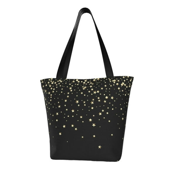 Salouo Star Silver Glitter for Shoppers Tote for Women Foldable Handbags with Big Capacity Casual One-Shoulder Shopping Bag Hobo Bags Fit for Office/Shopping/Park