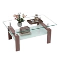 thumbnail image 1 of Table Basse Rectangulaire en Verre Noyer, Table Basse Transparente, Tables d'Appoint Modernes pour Salon, Mobilier de Salon, 1 of 11