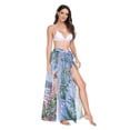 thumbnail image 2 of FORMRS Womens Long Sarong Beach Wrap Semi-Sheer Bikini Skirt Bathing Swimsuit Cover Up, Blue Floral Window, 2 of 7