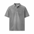 thumbnail image 4 of ZOYOEN Mens Polo Shirts with Pocket- Casual Summer Vintage Short Sleeve Performance Shirts Gray Size S, 4 of 6