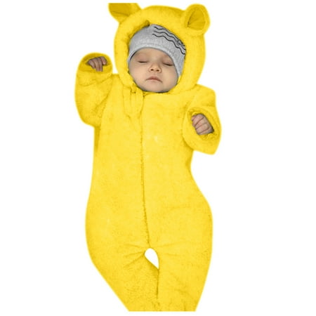 

Toddler Boys Bodysuit Solid Color Ears Bear Coat Hooded Kids Children Cartoon Fashion Outwear Streetwear Spring Summer Rompers Jumpsuits