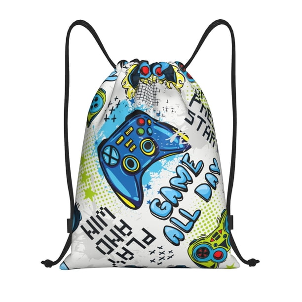 Fotbe Game All Day Bolsa Mochila con Cordón Estampada, Bolsa de Gimnasio Deportiva, Bolsa Cinch, Bolsa con Cordón para Hombres y Mujeres-Medium