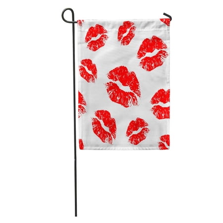SIDONKU Lipstick Red on Lips Pattern Kiss Mark Full Smooch Affair Garden Flag Decorative Flag House Banner 12x18 inch