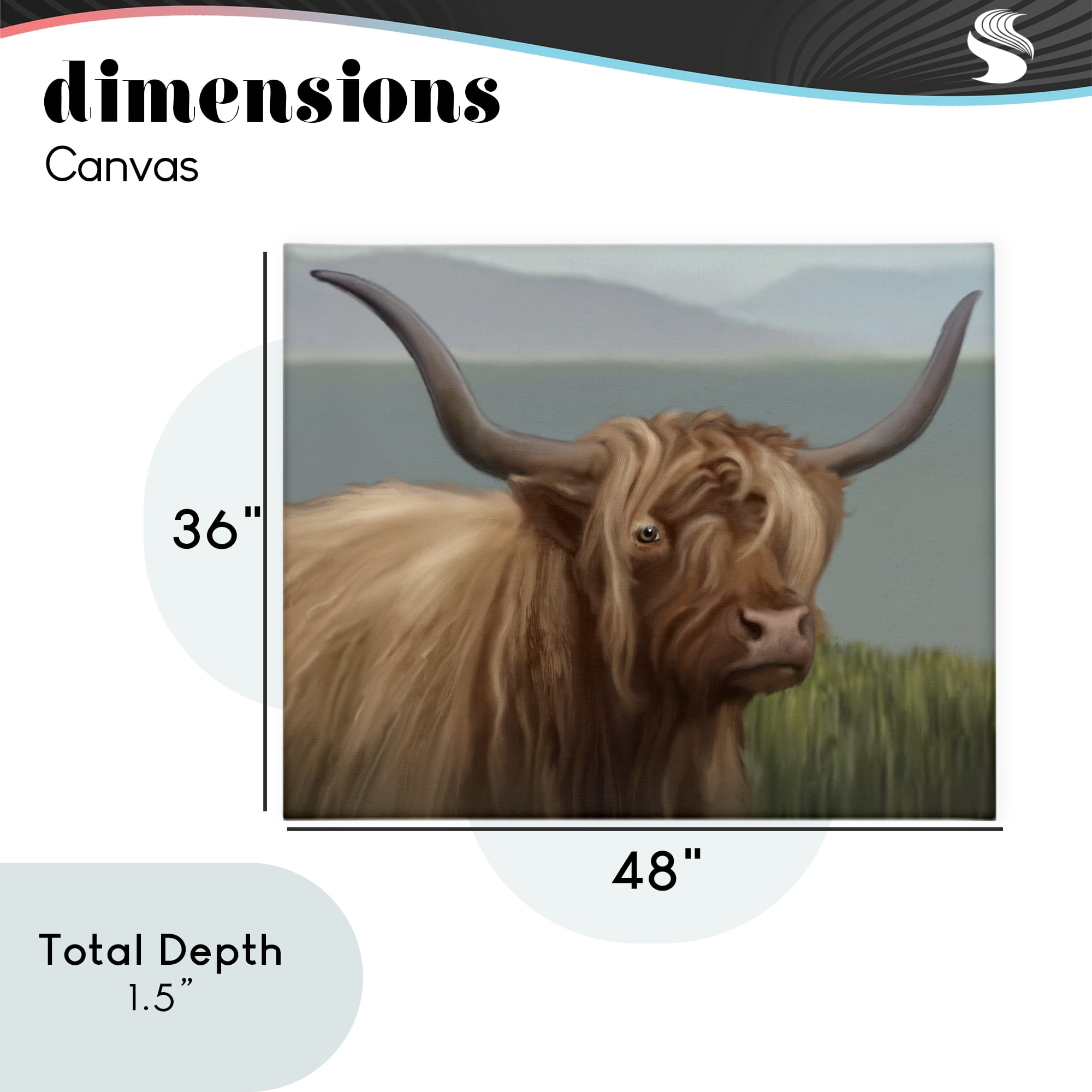 Stupell Industries Scottish Highland Cattle Landscape Canvas Wall Art, design by Matthew Piotrowicz