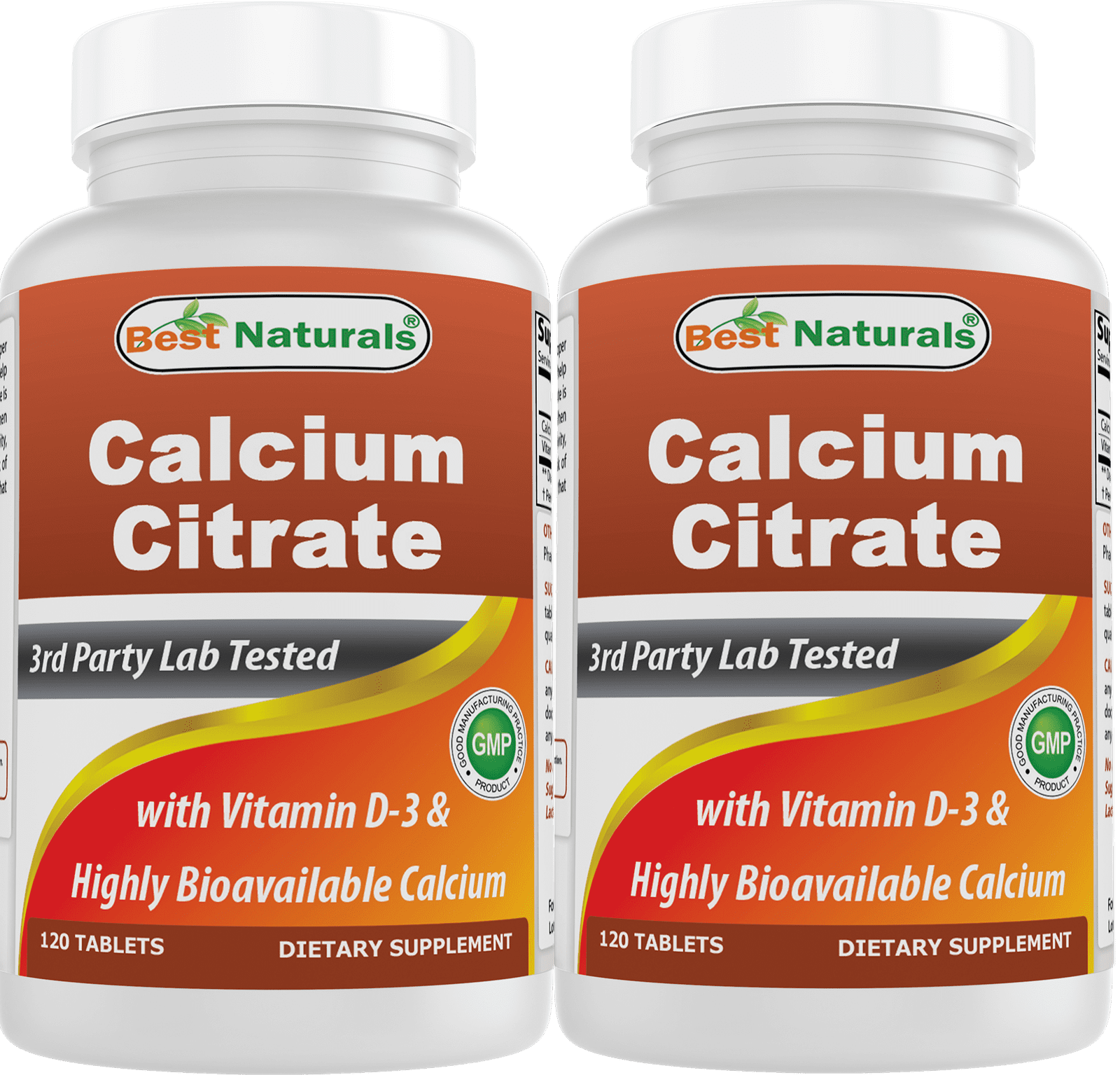 2 Pack Best Naturals Calcium Citrate with Vitamin D3 120 Tablets