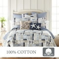 thumbnail image 4 of Levtex Home - Cerralvo Full/Queen Quilt Set - Coastal Patchwork - Taupe, Cream, Navy, and Blue - Quilt Set Size 88x92in. and two Shams size 20x26in. - Reversible - Cotton Fabric, 4 of 5