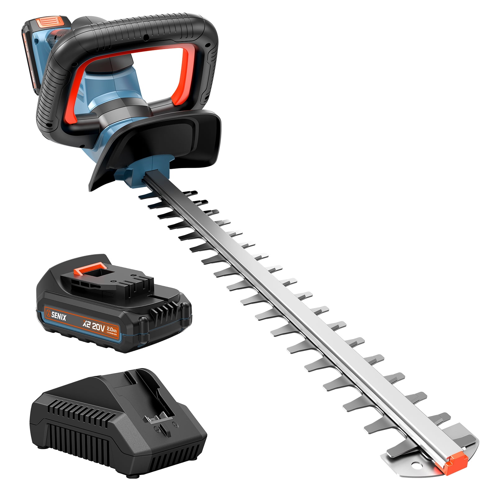 SENIX 20V Max* 21-inch Cordless Hedge Trimmer with 2.0Ah Battery & Charger Included, Dual-Action and Double-Sided 3/4" Cutting Capacity, HTX2-M