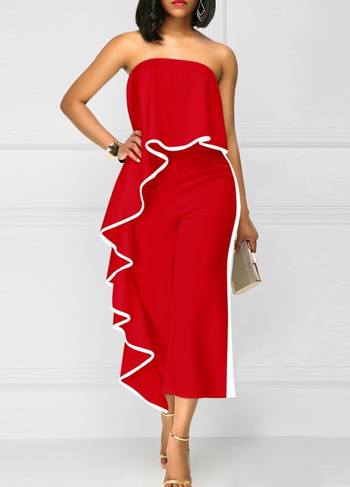 red and white jumpsuit