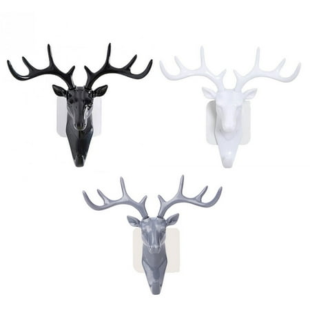 Holiday Time Small Plastic Wall Rack for Living Room Hat Bag Key Jewelry Rack Deer Head Decor Hook