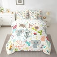 thumbnail image 2 of Elephant Bed In A Bag 7 Piece Full Cute Flower Elephant Comforter Set With Sheets Room,Cartoon Zoo Animal Bedding Set,Jungle Woodland Leaf Wildlife Bed Set, 2 of 5