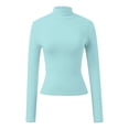 thumbnail image 4 of Fgnfyis Womens Tops Long Sleeve High Neck Shaping Fit Stretch Casual Basic Solid Color Tee T Shirts for Women Sky Blue XXXXXL, 4 of 5