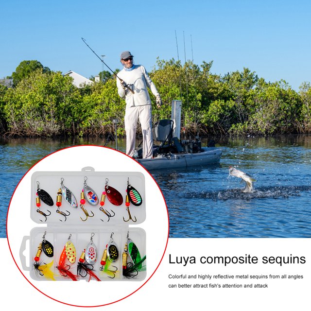 10 Uds. De cebos giratorios de pesca, Kit de Señuelos de pesca giratorios de Metal coloridos, señuelos de cuchara