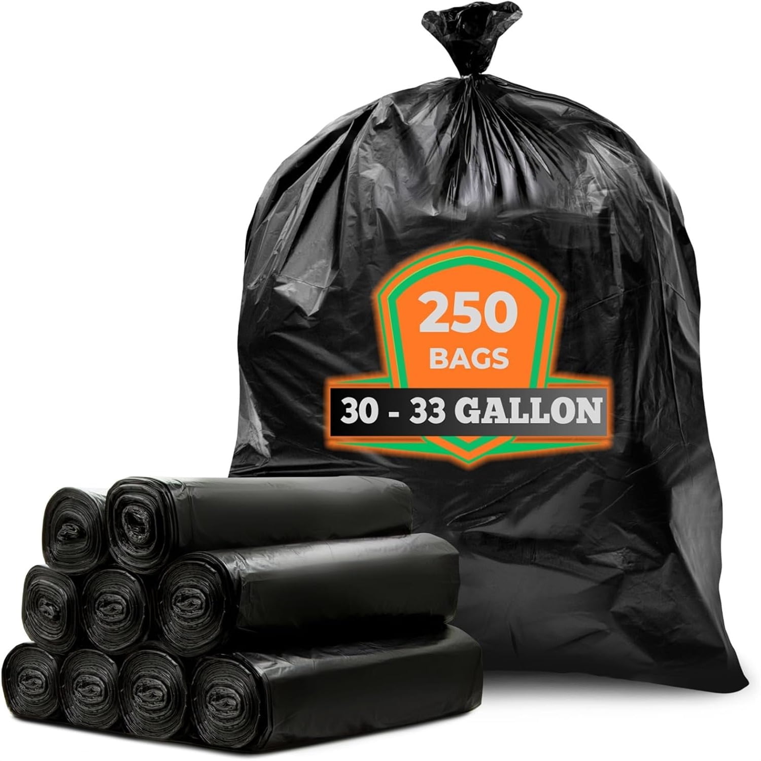 30-33 Gallon Trash Bags Heavy Duty  Large Black Garbage Bags 30 Gallon - 32 Gallon - 33 Gallon- 35 Gallon. High Density Bags
