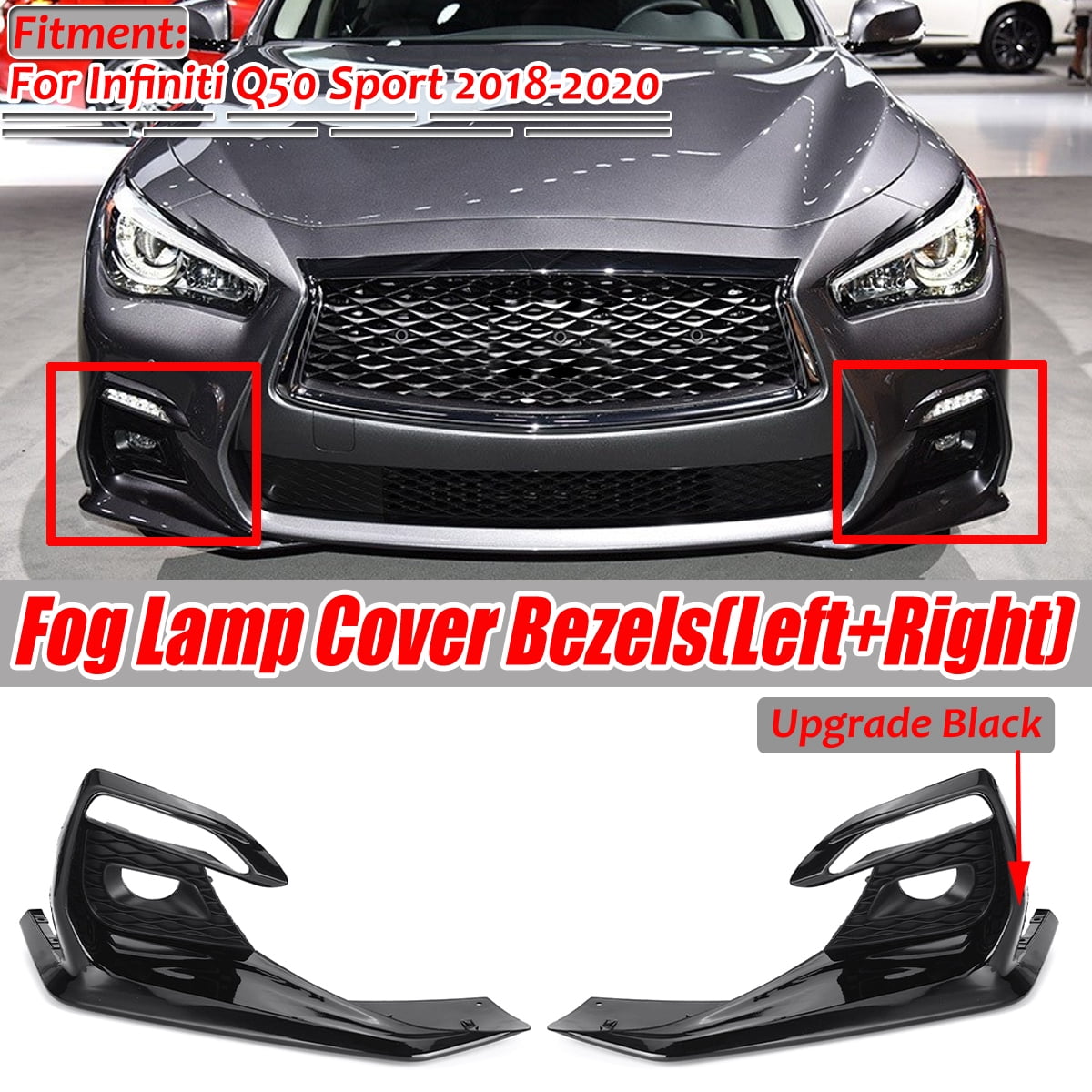 fog light lamp cover INFINITI Q 50スポーツ用20182020フォグライトフリルメーチンデイレ2個