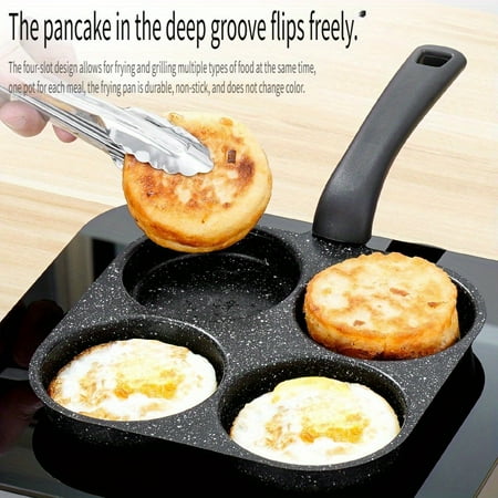 4-in-1 Cast Iron Non-Stick Frying Pan, Multi-Functional Skillet for Pancakes, Eggs, Burgers & Steaks, Induction & Gas Stovetop Compatible, Compact Single-Handle Design for Small Kitchens