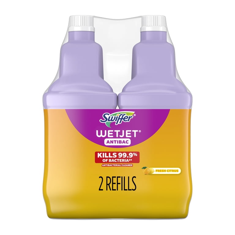 Swiffer WetJet Solution Refill, Antibacterial, Citrus, 2 x 42.2 Fl Oz photo 1
